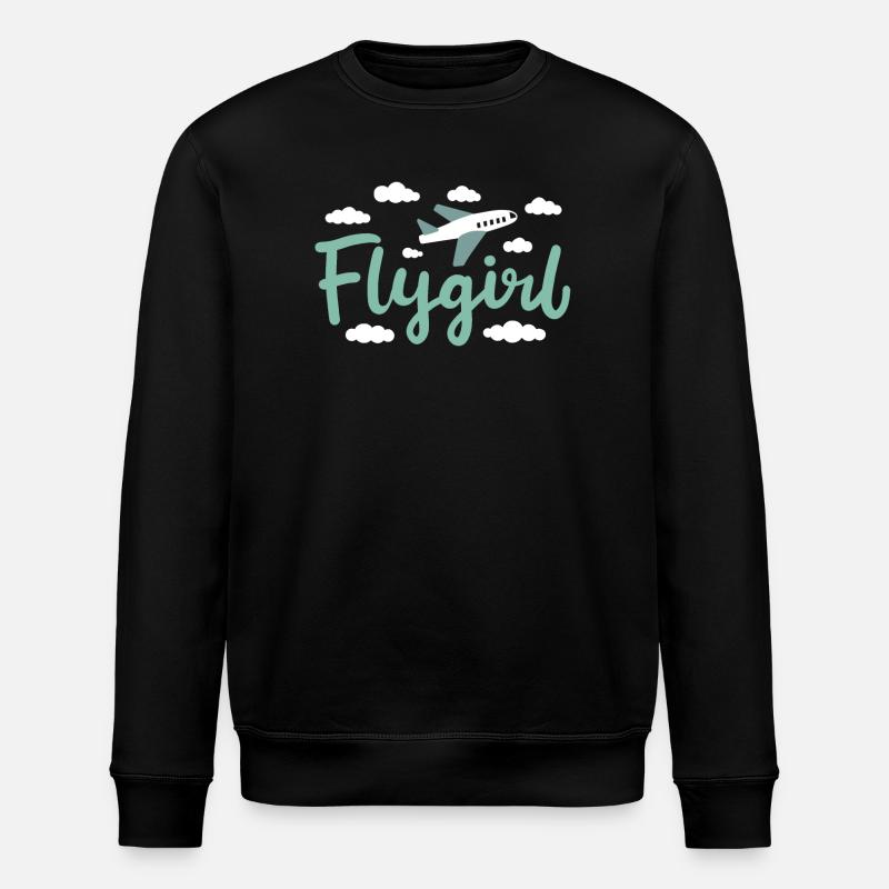 Pilot Girl Flugbegleiterin Flugzeug Luftfahrt - Stanley/Stella Unisex Bio-Sweatshirt ROLLER - Schwarz