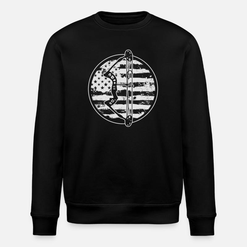 Archery Archer American Flag - Stanley/Stella ROLLER Unisex Organic Sweatshirt - black