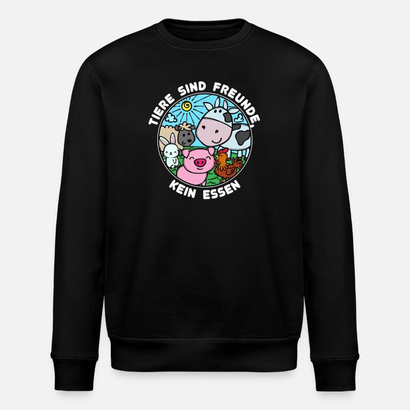 Schwein Kuh Vegan Statement Tierlieb - Stanley/Stella Unisex Bio-Sweatshirt ROLLER - Schwarz