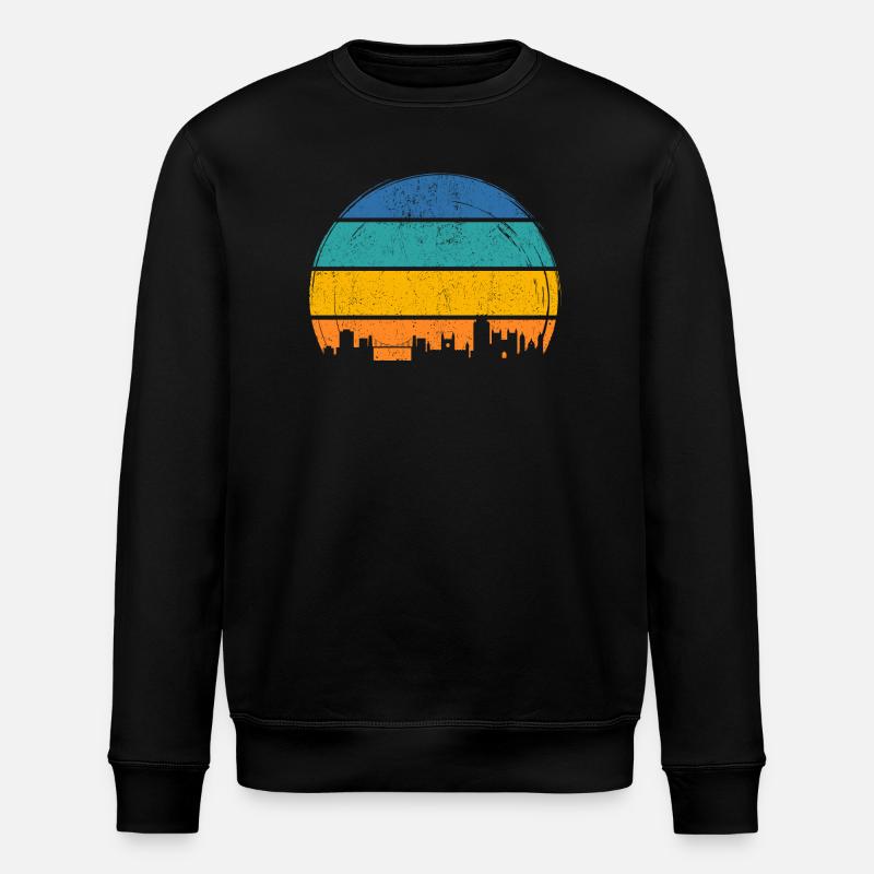Sunset Skyline Streifen - Stanley/Stella Unisex Bio-Sweatshirt ROLLER - Schwarz
