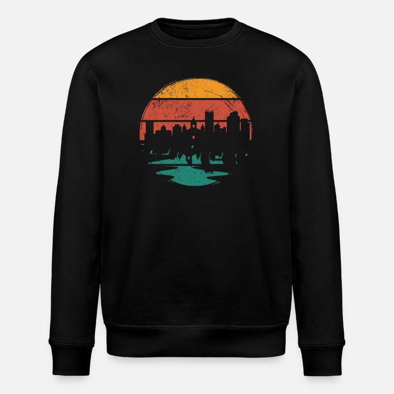 Sonnenuntergang Skyline Silhouette - Stanley/Stella Unisex Bio-Sweatshirt ROLLER - Schwarz