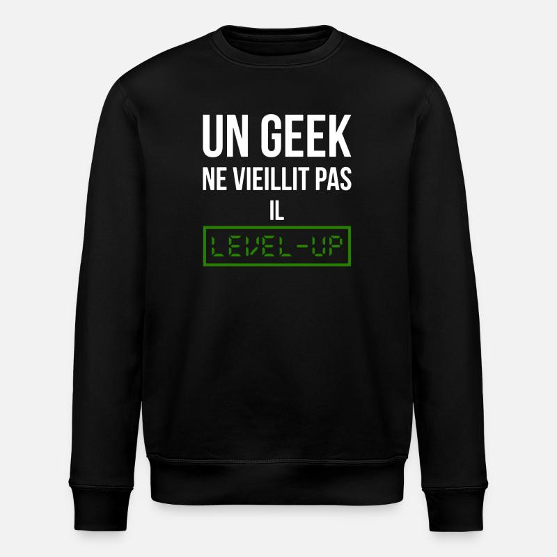 Geek Level (vert) - Sweat bio ROLLER Stanley/Stella Unisexe - noir