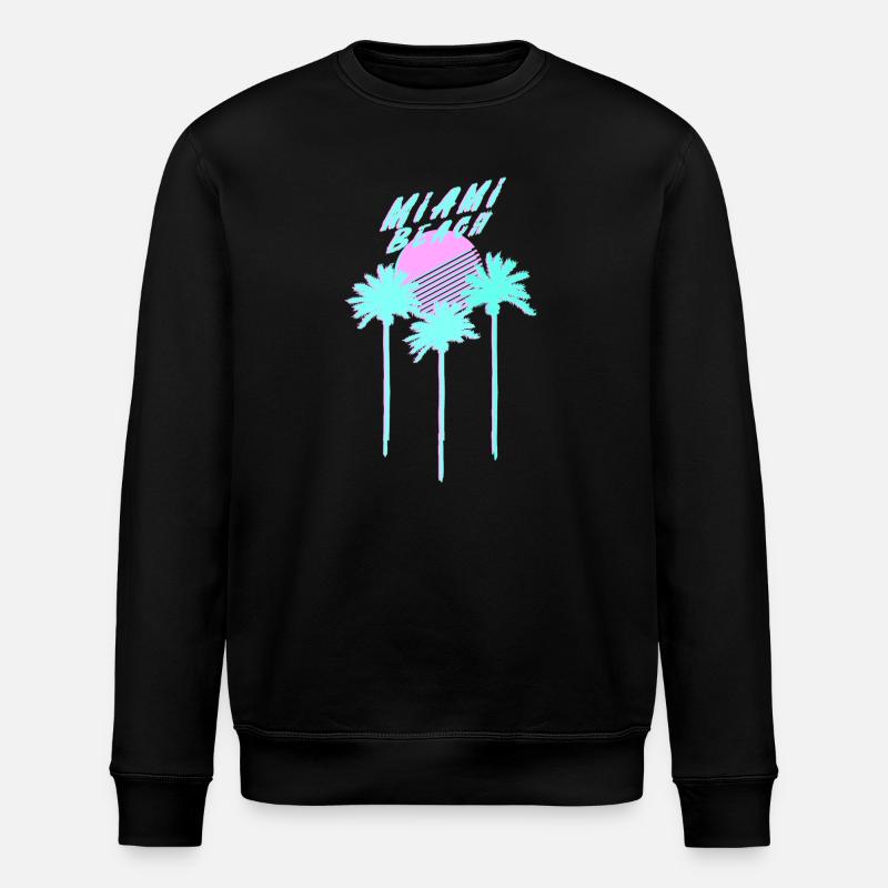 Miami Beach 80's Retro Palmen - Stanley/Stella Unisex Bio-Sweatshirt ROLLER - Schwarz