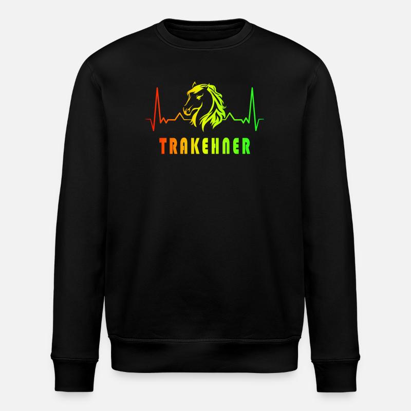 Trakehner Pferde Herzfrequenz Design - Stanley/Stella Unisex Bio-Sweatshirt ROLLER - Schwarz