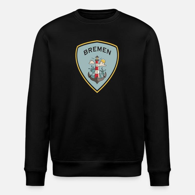 Bremen Lighthouse Crest Design - Stanley/Stella ROLLER Unisex Organic Sweatshirt - black