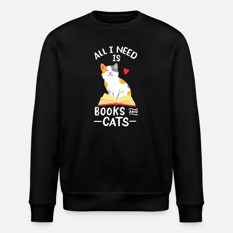 Bücher Katzen - Stanley/Stella Unisex Bio-Sweatshirt ROLLER - Schwarz