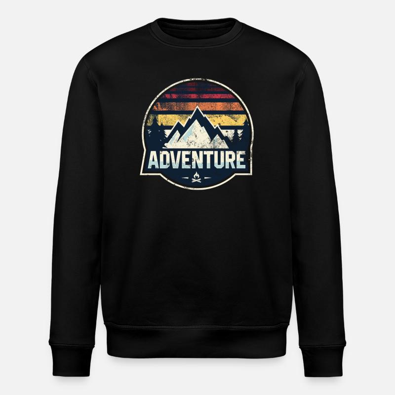 Adventure Mountain Patch - Stanley/Stella ROLLER Unisex Organic Sweatshirt - black
