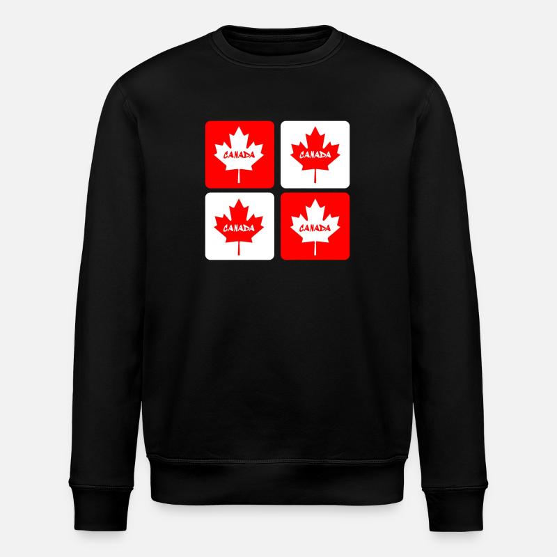 Canada maple leaf flags design - Stanley/Stella ROLLER Unisex Organic Sweatshirt - black