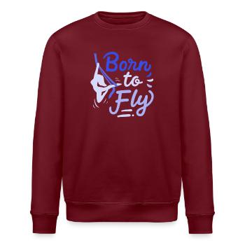 Aerial Yoga Born To Fly Zum Fliegen Geboren Tuch - Stanley/Stella Unisex Bio-Sweatshirt ROLLER - Burgunderrot - Vorne - Nik (191cm)