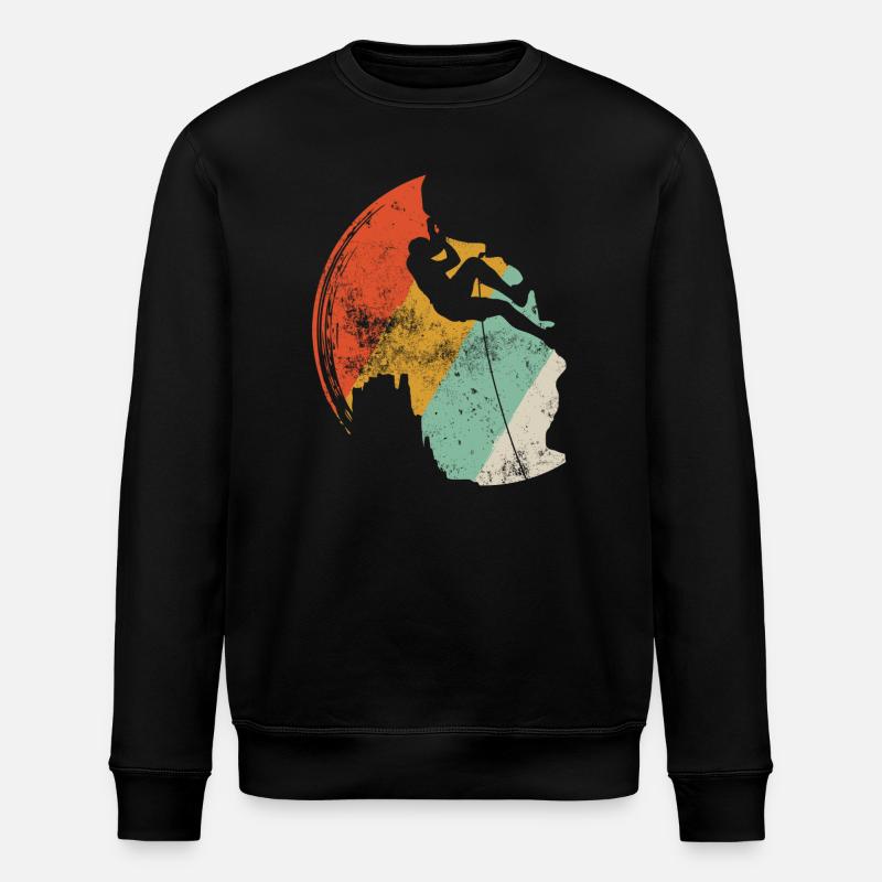 Sunset Surf Silhouette on Retro Arc - Stanley/Stella ROLLER Unisex Organic Sweatshirt - black