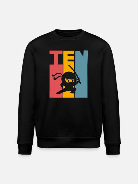 Ninja 10th Birthday Kids - Stanley/Stella ROLLER Unisex Organic Sweatshirt - black