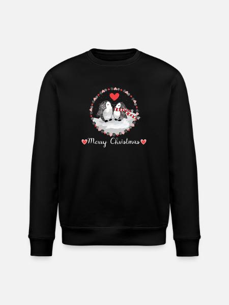 Penguins Christmas Merry Christmas - Stanley/Stella ROLLER Unisex Organic Sweatshirt - black