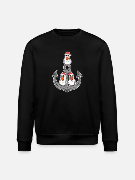 Seagull Anchor Christmas - Stanley/Stella ROLLER Unisex Organic Sweatshirt - black