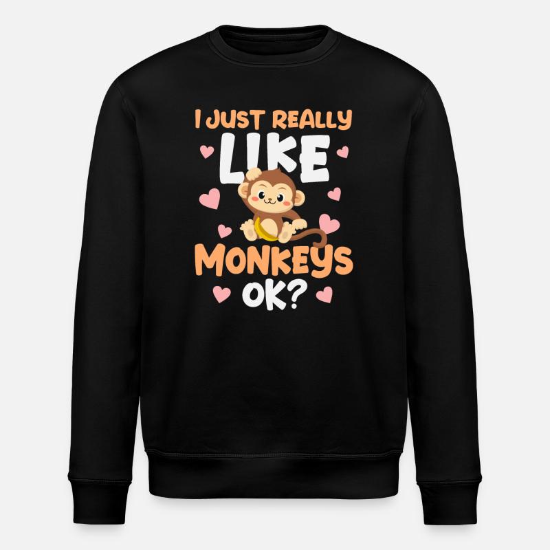 Monkey Monkeys - Stanley/Stella ROLLER Unisex Organic Sweatshirt - black