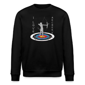 Femme avec arc sur la cible avec motivation cardiaque - Sweat bio ROLLER Stanley/Stella Unisexe - noir - Devant - Nik (191cm)