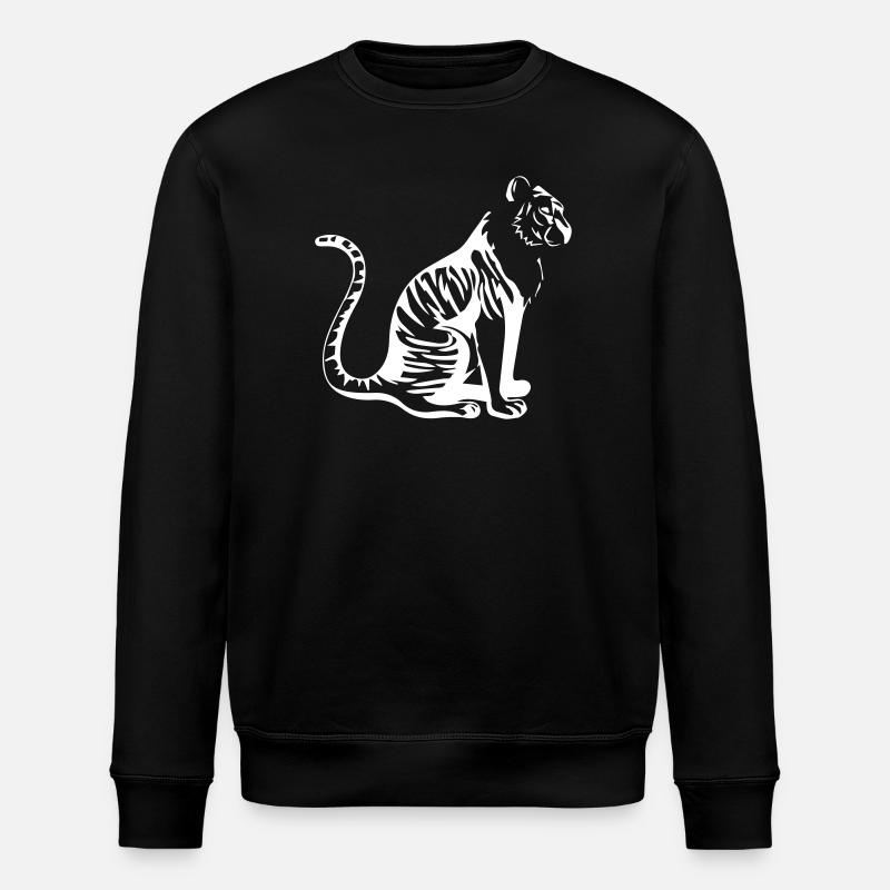 Elegant Tiger Silhouette Design - Stanley/Stella ROLLER Unisex Organic Sweatshirt - black