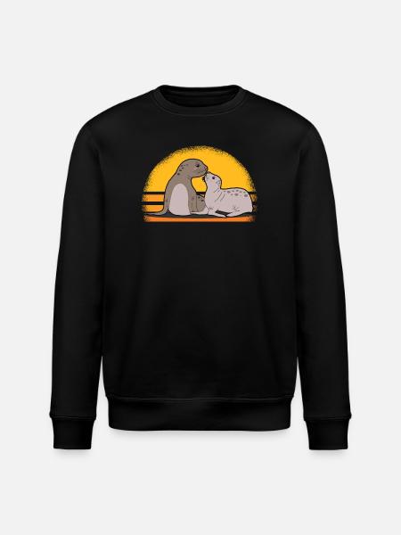Seal med baby søde sæler sæler gave - Stanley/Stella økologisk unisex-sweatshirt ROLLER - sort