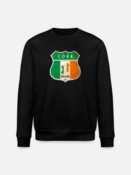 Cork Ierland Wapenschild Vlaggen Ontwerp - Stanley/Stella Uniseks bio-sweatshirt ROLLER - zwart