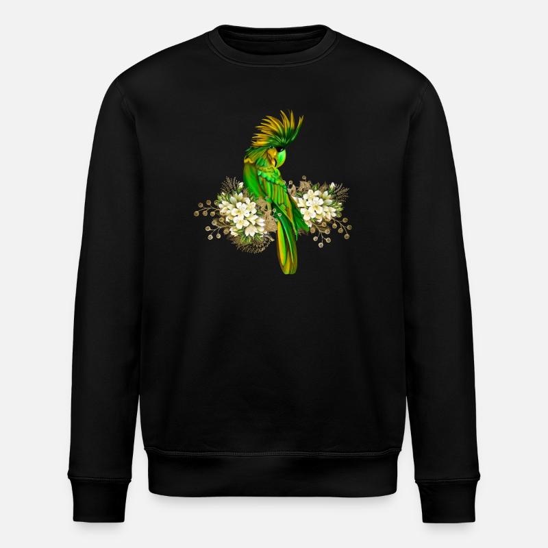Cute parrot with flowers - Stanley/Stella ROLLER Unisex Organic Sweatshirt - black