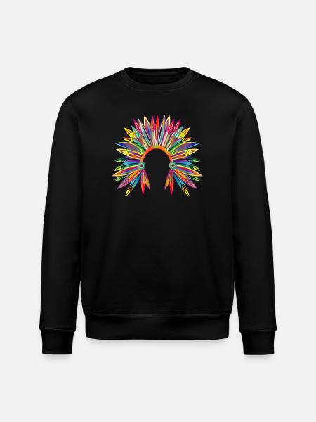 kunterbunter Kopfschmuck eines Häuptlings - Stanley/Stella Unisex Bio-Sweatshirt ROLLER - Schwarz