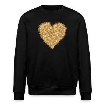 Herz aus Stroh in leuchtenden goldgelben Farbtönen - Stanley/Stella Unisex Bio-Sweatshirt ROLLER - Schwarz - Vorne - Nik (191cm)