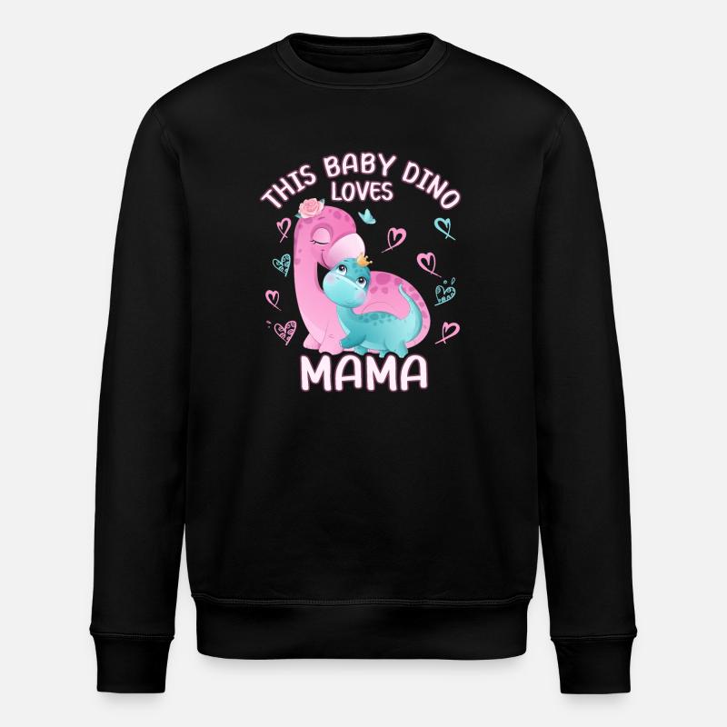 Mama Dino Babydino Brontosaurus - Stanley/Stella Unisex Bio-Sweatshirt ROLLER - Schwarz