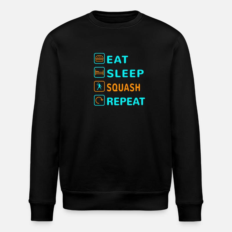Eat. Sleep. Squash. Repeat Design - Stanley/Stella ROLLER Unisex Organic Sweatshirt - black