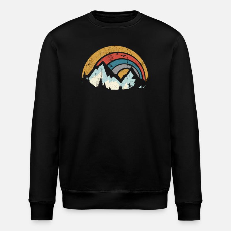 Retro Mountain Sunset Arc - Stanley/Stella ROLLER Unisex Organic Sweatshirt - black