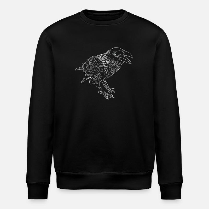 Crow linear - Stanley/Stella ROLLER Unisex Organic Sweatshirt - black