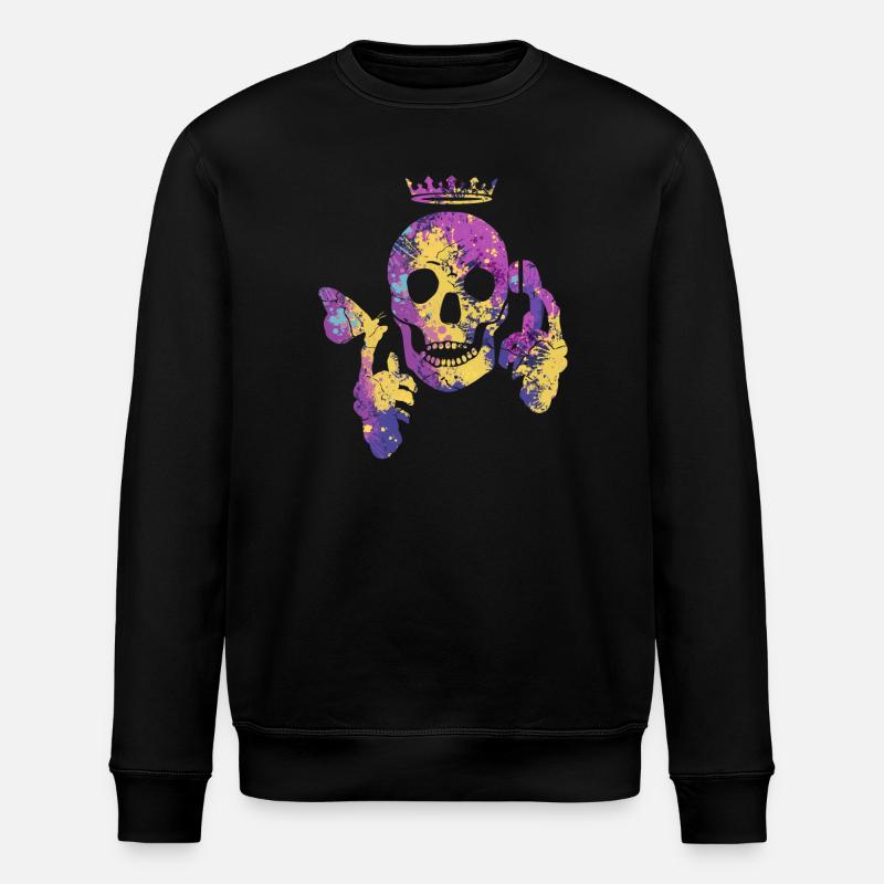 Crâne avec papillon - Sweat bio ROLLER Stanley/Stella Unisexe - noir
