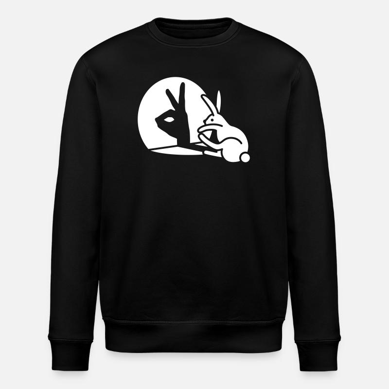 Funny Rabbit Hand Shadow Projection Rabbit - Stanley/Stella ROLLER Unisex Organic Sweatshirt - black
