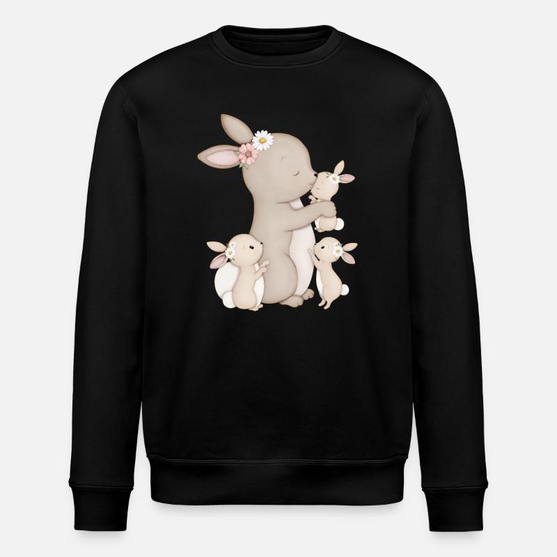 lapins mignons avec des fleurs - Sweat bio ROLLER Stanley/Stella Unisexe - noir