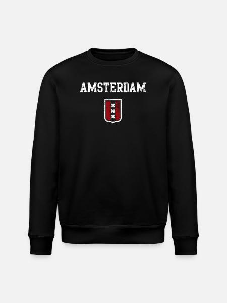 Amsterdam Crest Shield Motif - Stanley/Stella ROLLER Unisex Organic Sweatshirt - black