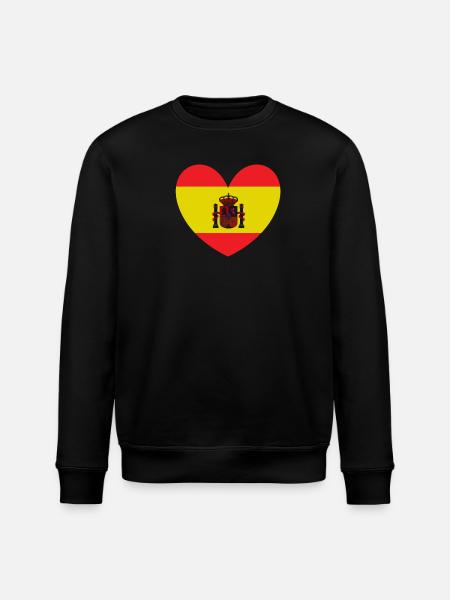 Heart Flag of Spain - Stanley/Stella ROLLER Unisex Organic Sweatshirt - black