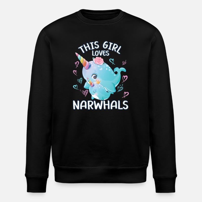 Dieses Maedchen Liebt Narwale - Stanley/Stella Unisex Bio-Sweatshirt ROLLER - Schwarz