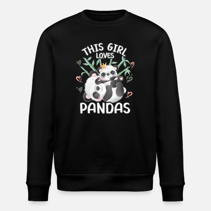 Dieses Maedchen Liebt Pandas - Stanley/Stella Unisex Bio-Sweatshirt ROLLER - Schwarz