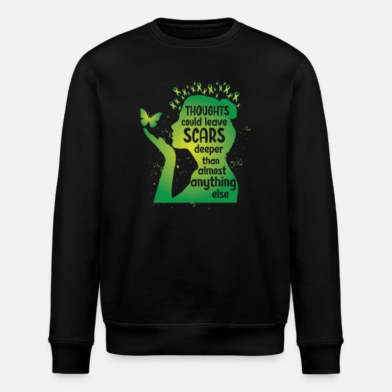 Mental Health Thoughts Could Leave Scars - Stanley/Stella ROLLER Unisex Organic Sweatshirt - black