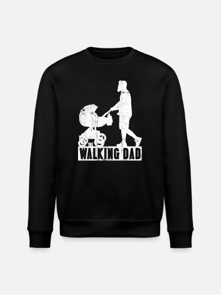 Walking Dad Silhouette with Stroller - Stanley/Stella ROLLER Unisex Organic Sweatshirt - black
