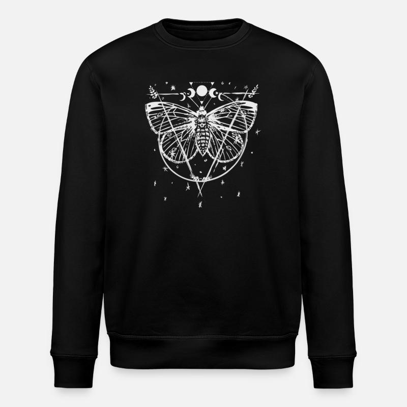 Moth Moon Phases - Stanley/Stella ROLLER Unisex Organic Sweatshirt - black