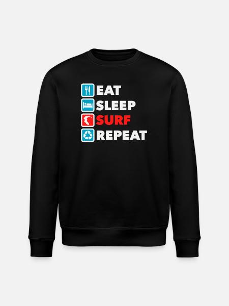 Eat Sleep Surf Repeat - Stanley/Stella ROLLER Unisex Organic Sweatshirt - black