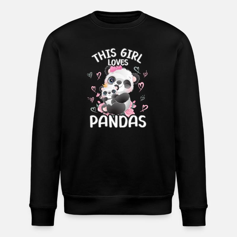 Cette fille aime les pandas - Sweat bio ROLLER Stanley/Stella Unisexe - noir