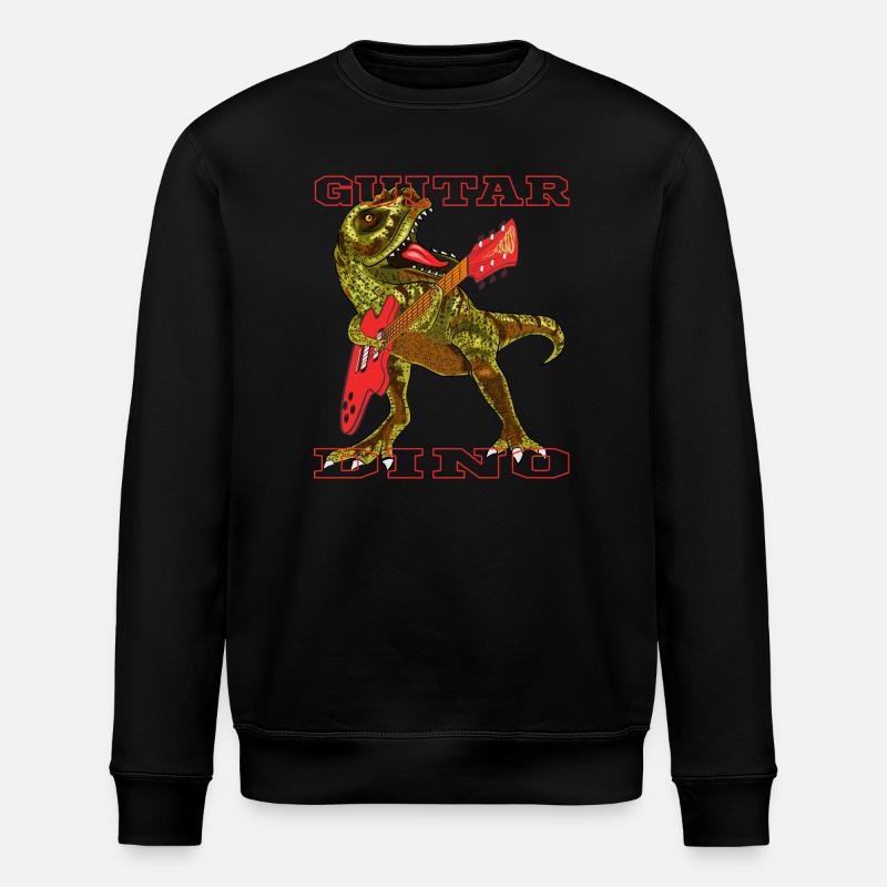 Dinosaur with guitar - Stanley/Stella ROLLER Unisex Organic Sweatshirt - black