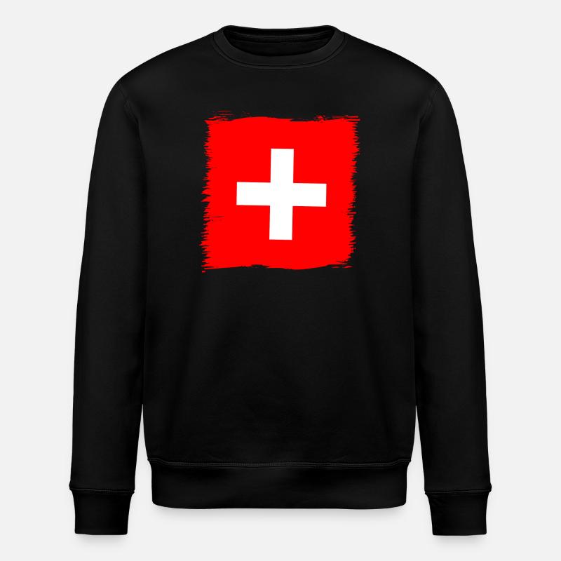 Cadeau du drapeau suisse suisse - Sweat bio ROLLER Stanley/Stella Unisexe - noir