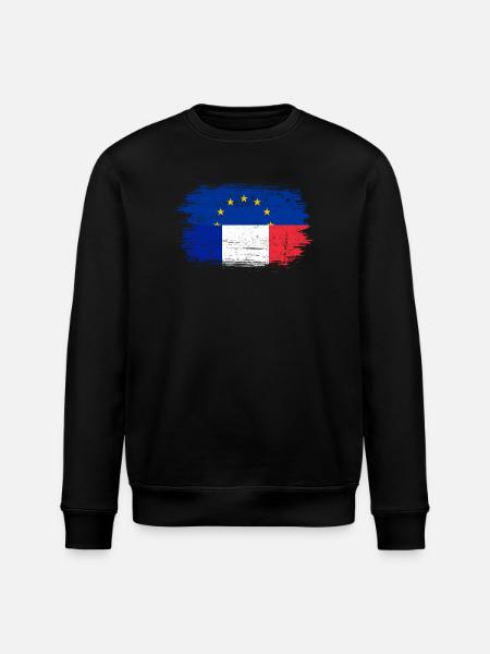Brushstroke EU France Flag Mashup - Stanley/Stella ROLLER Unisex Organic Sweatshirt - black