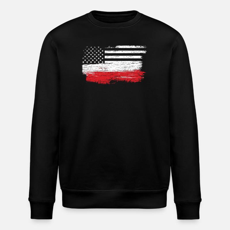 Brushed U.S. Flag Art - Stanley/Stella ROLLER Unisex Organic Sweatshirt - black
