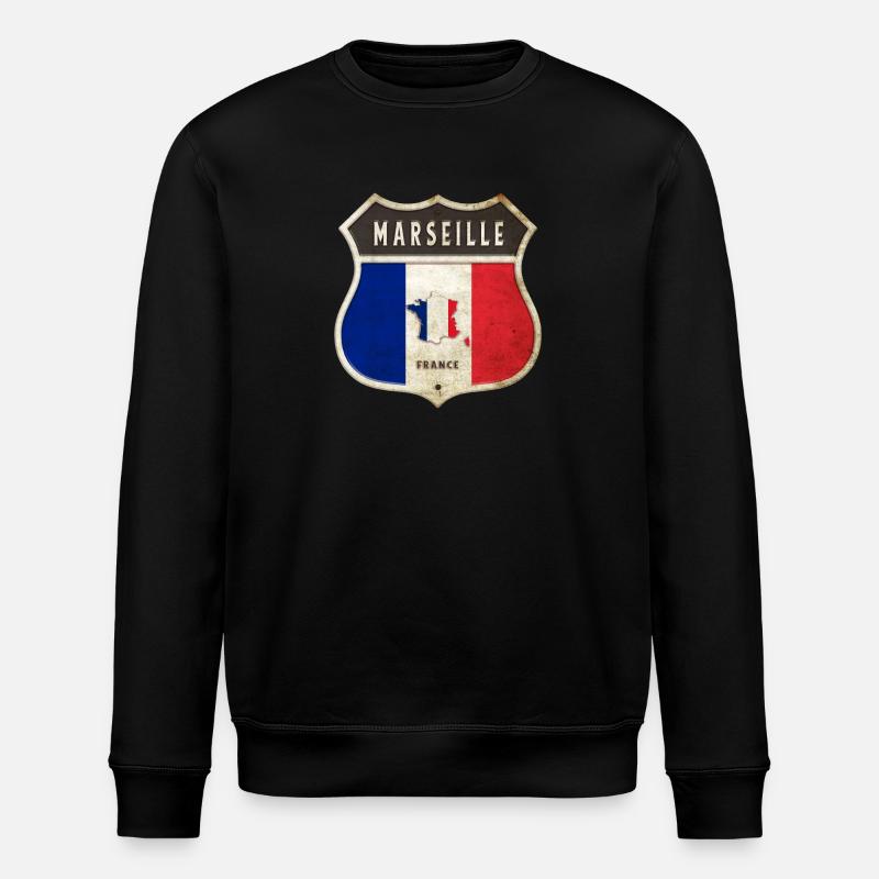 Marseille Frankreich Wappen Flaggen Design - Stanley/Stella Unisex Bio-Sweatshirt ROLLER - Schwarz
