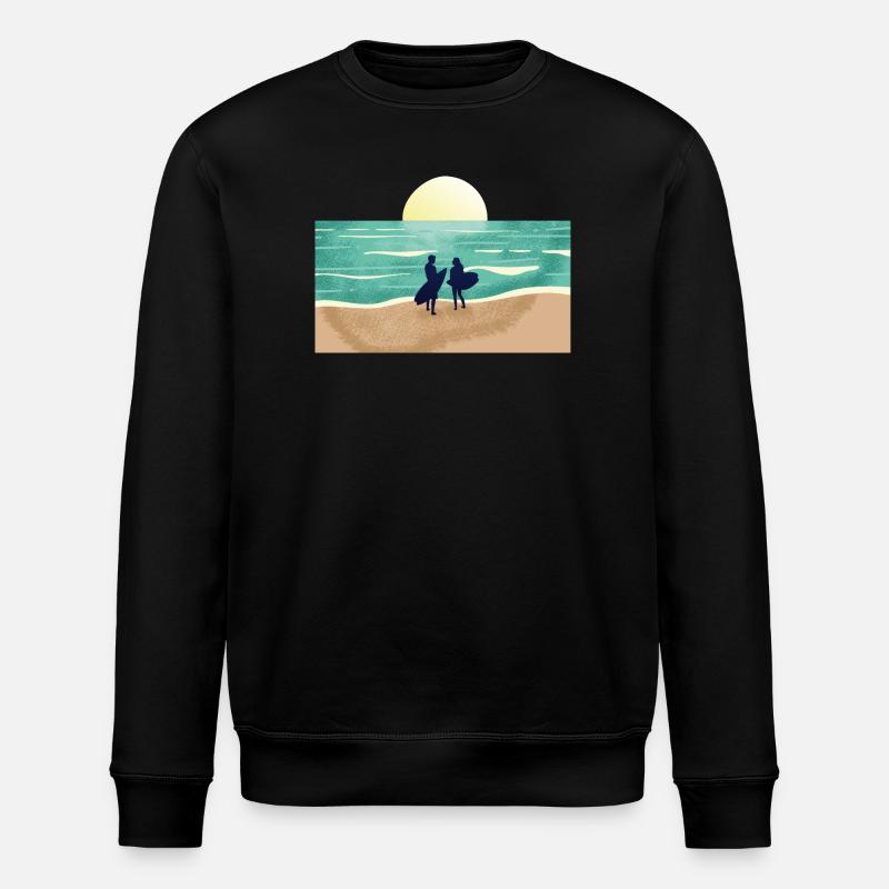 Surfeur au coucher du soleil d’été - Sweat bio ROLLER Stanley/Stella Unisexe - noir
