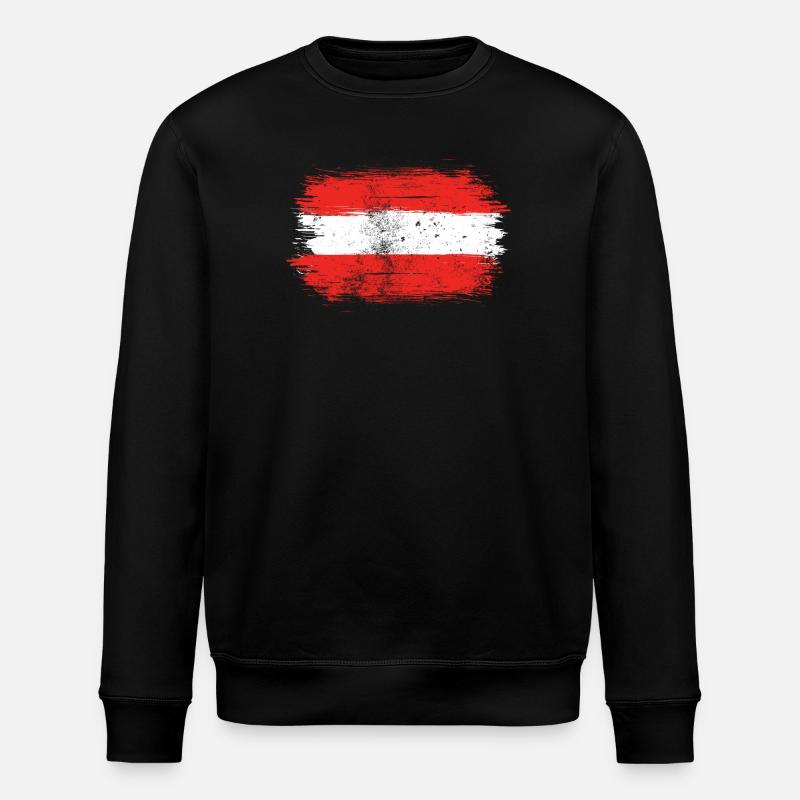 Rot-Weiß-Rote Pinselfahne - Stanley/Stella Unisex Bio-Sweatshirt ROLLER - Schwarz