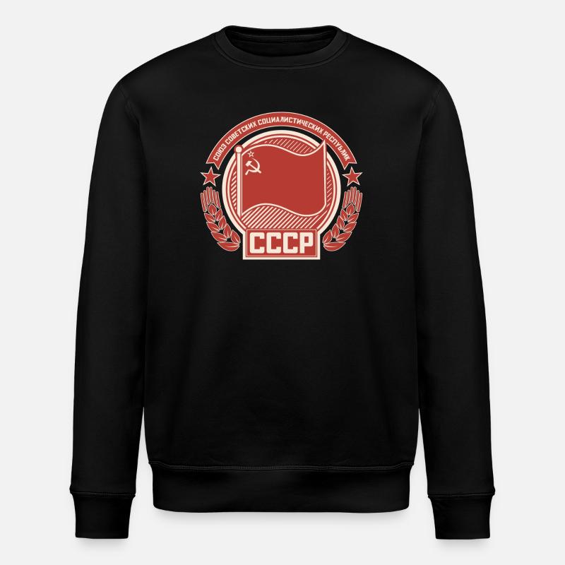 Sovjetiskt emblem Kransflaggmönster - Ekologisk sweatshirt ROLLER unisex från Stanley/Stella - svart
