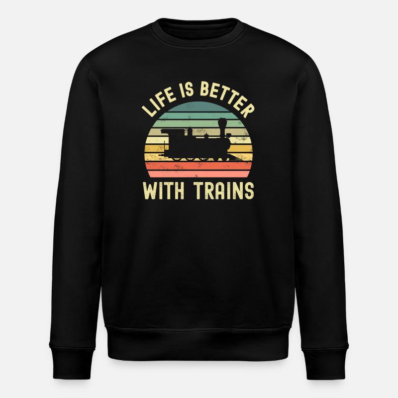 Eisenbahn Lokomotive Zug - Stanley/Stella Unisex Bio-Sweatshirt ROLLER - Schwarz
